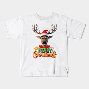 Santa's Reindeer: Festive Merry Christmas Design Kids T-Shirt